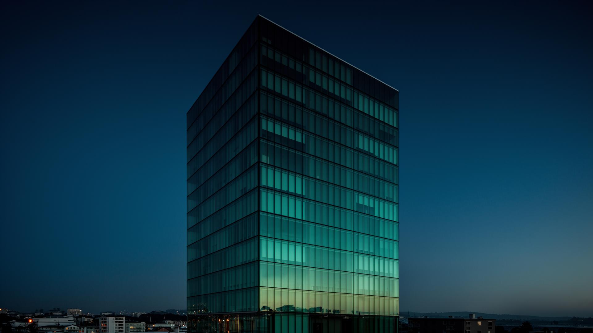 Modern architectural facade — concrete building in warm light